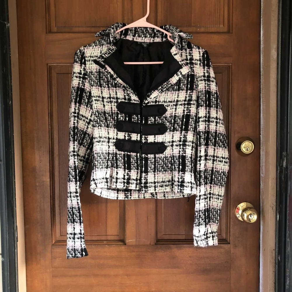 Wet Seal Black and White Tweed Blazer - Picture 2 of 5